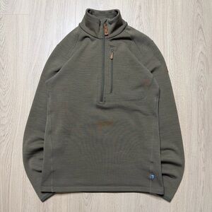 Fjallraven Keb Fleece Half Zip Cotton Sweatshirt Mens Small Olive Green Outdoor